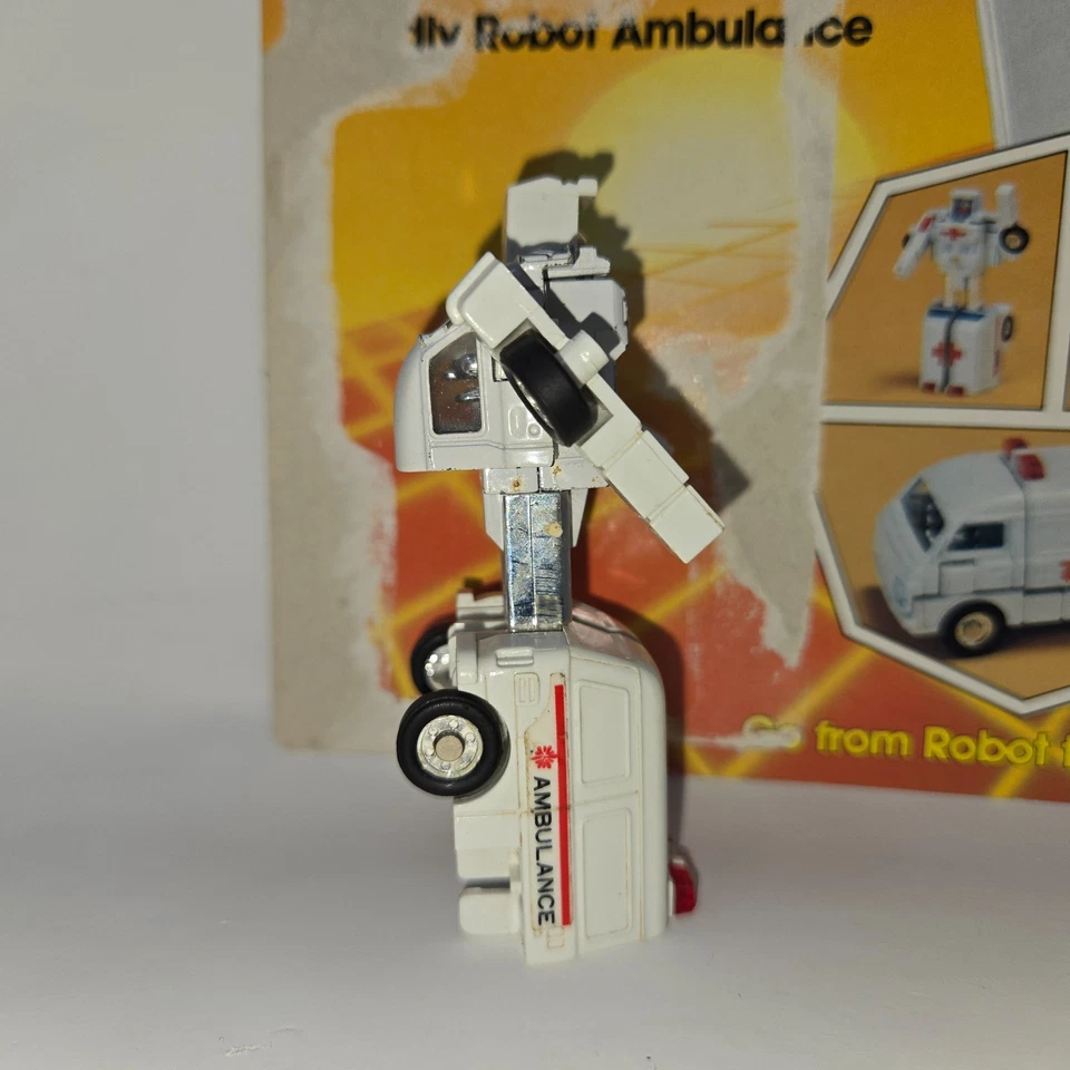 GoBots Rest-Q Ambulance Action Figure 1983 Package Cardback Complete - Image 3 of 4