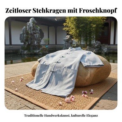 Leinen-Tang-Anzug, chinesisches Design Herren Kurzarmhemd, Sommerbekleidung