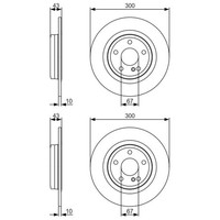 2X Bosch Bremsscheiben Ø300Mm Hinten Passend FÜR MERCEDES-BENZ SLC SLK