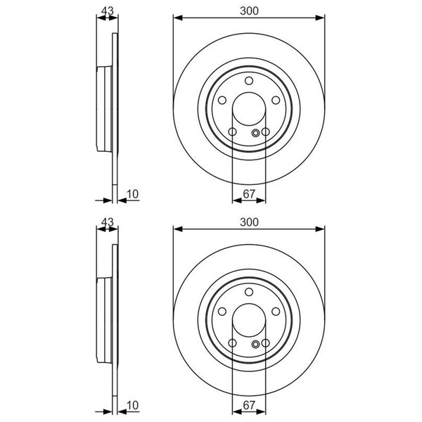 2X Bosch Bremsscheiben Ø300Mm Hinten Passend FÜR MERCEDES-BENZ SLC SLK-image