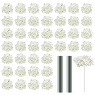 64 Set Silk Hydrangea Flowers White Artificial Flowers for Wedding