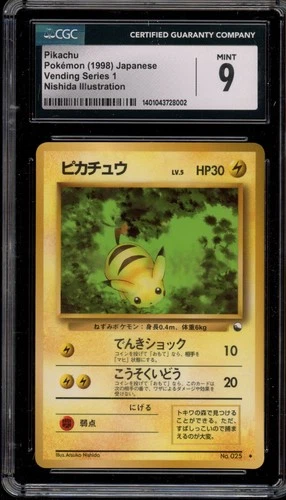 Pokemon Pikachu Vending Series 1 Japanese #025 Nishida Illustration CGC 9 Mint