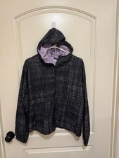 HIND Women  s L Full Zip Hooded Lightweight Black and Purple Running Jacket