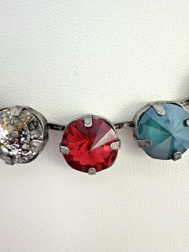 Collar Swarovski Cristal Rivoli Plata Oxidada Navidad Glamour Foto 4 de 4