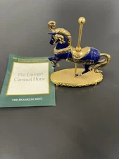 Franklin Mint Carousel Horse Blue Gold World of Carousel Porcelain NICE