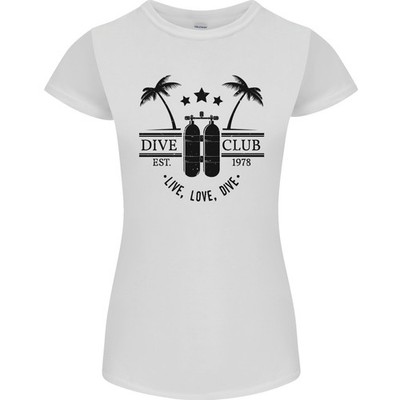 Live Love Tauch Lustig Scuba Tauchen Diver Damen Petite Schnitt T-Shirt