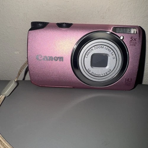 Canon PowerShot A3200 IS Digital Camera Pink 14.1MP w/ Case & Battery Y2K Tested