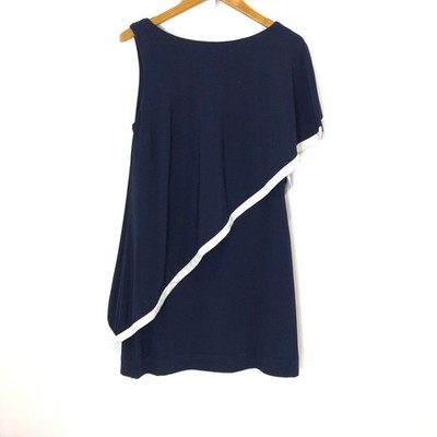 Lauren Ralph Lauren - Navy Blue Color Block Overlay Sheath Dress-Women's 12