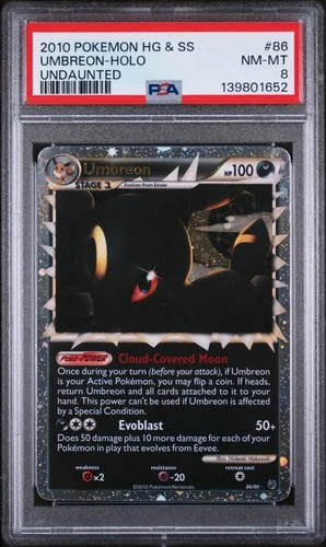 2010 POKEMON HEARTGOLD & SOULSILVER UNDAUNTED #86 UMBREON-HOLO PSA 8