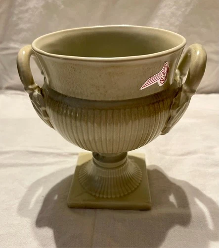 RED WING ART POTTERY VASE-WHITE/OFF WHITE/IVORY WITH ORIGINAL LABEL/STICKER