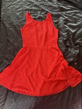 Medium Red Fit, And Flare Patterned Dress