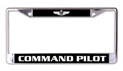 U.S. Air Force Command Pilot B&W Background Chrome License Plate Frame