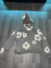 Denim Tears Hoodie Men's Size L Grey Pullover Sweatshirt 100% Authentic