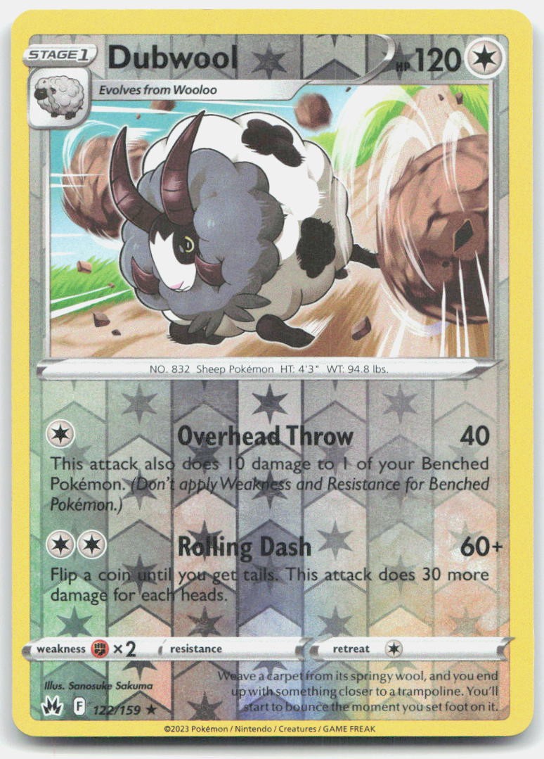 Pokemon TCG Dubwool 122/159 SWSH: Crown Zenith Reverse Holo NM