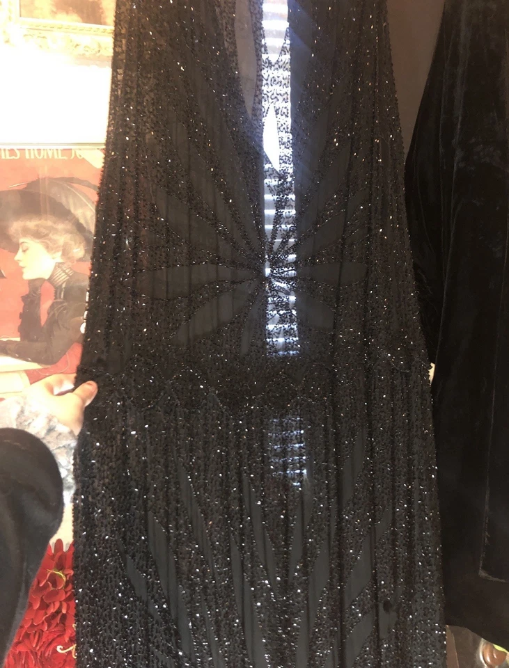 Antique 1920s Beaded Black Dress  - Image 3 of 4