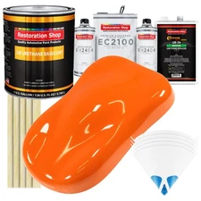 Omaha Orange Automotive Paint Urethane Basecoat Gallon Kit & European Clear Coat
