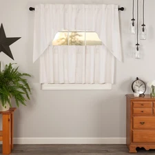 Simple Life Flax Antique White Set (2 Swag 36x16 ; 2 Tier 24x36) VHC Brands