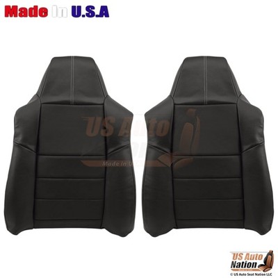 2008-2010 Fits Ford F250-550 FX4 Leatherette Front Top Covers Black/White Stitch