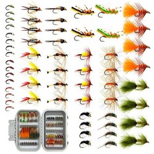 60PCS Summer Fly Fishing Flies Kit - Nymphs Dry Flies & Streamers | Hand-Tied...