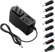 ALITOVE 5V 2A Power Supply Adapter Charger 5 Volt 10W AC 8 Tips, Black