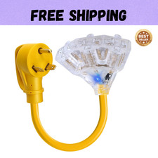 30 Amp to 20 Amp 110V RV Cord Distribution Plug Adapter, NEMA TT-30P to 3X 5-20R