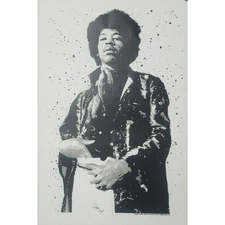 Jimi Hendrix  Iron On Heat Transfer Black 12"x19"  Rock Band