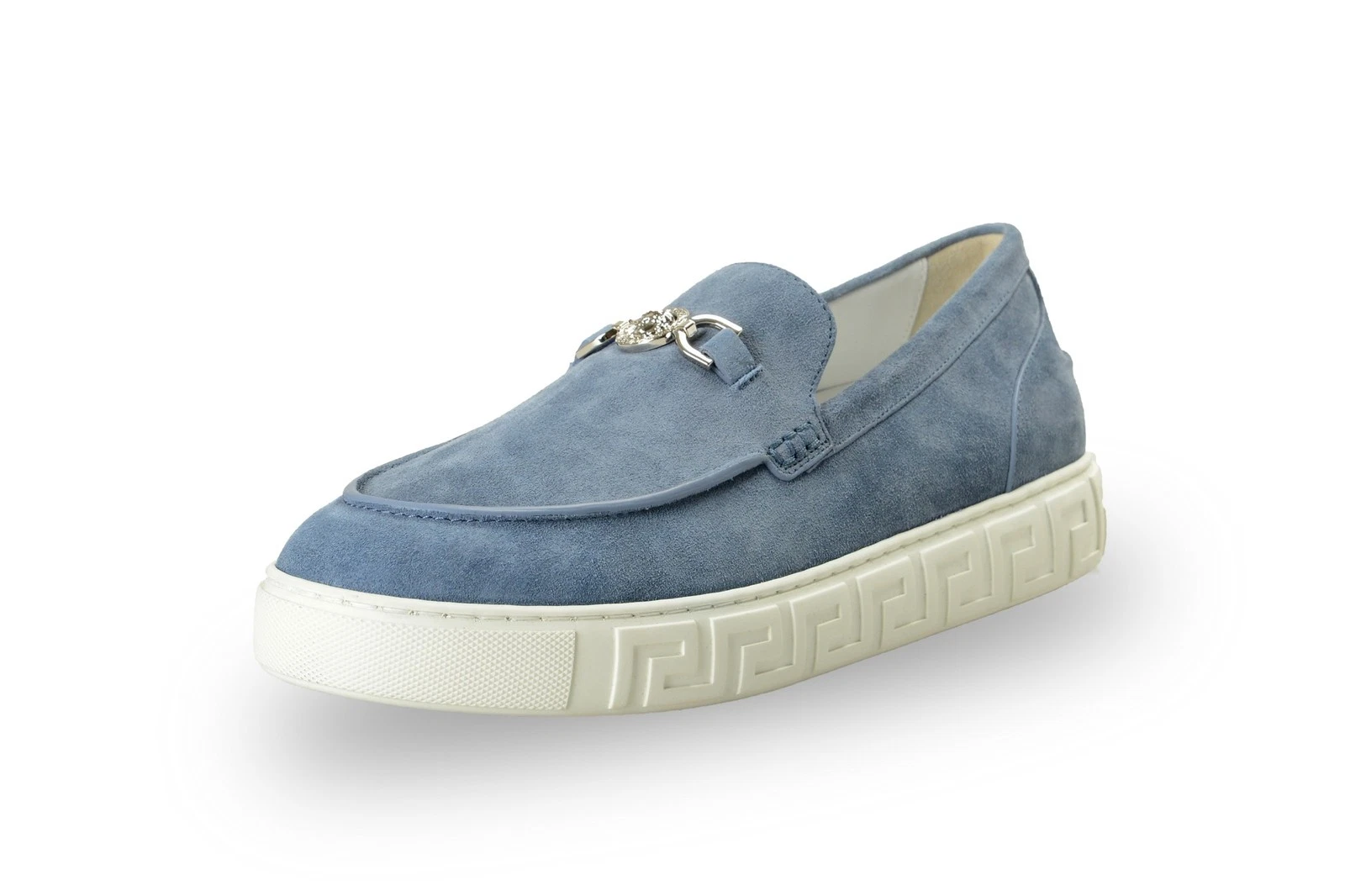 Versace — Versace Men's Suede Leather Silver Medusa Loafers Slip On Shoes US 11 IT 44