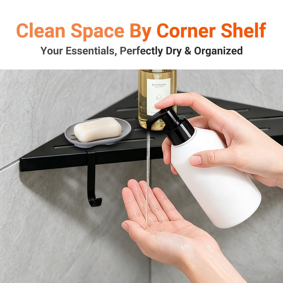 Inset Bookshelves Corner Shower Shelves, 10