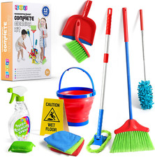Kids Cleaning Set 12 Piece - Toy Cleaning Set Includes Broom Mop Brush Dust Pan