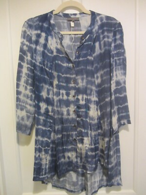 SAHARA - S/M silky blue tie-dye effect long shirt/top- Festival?