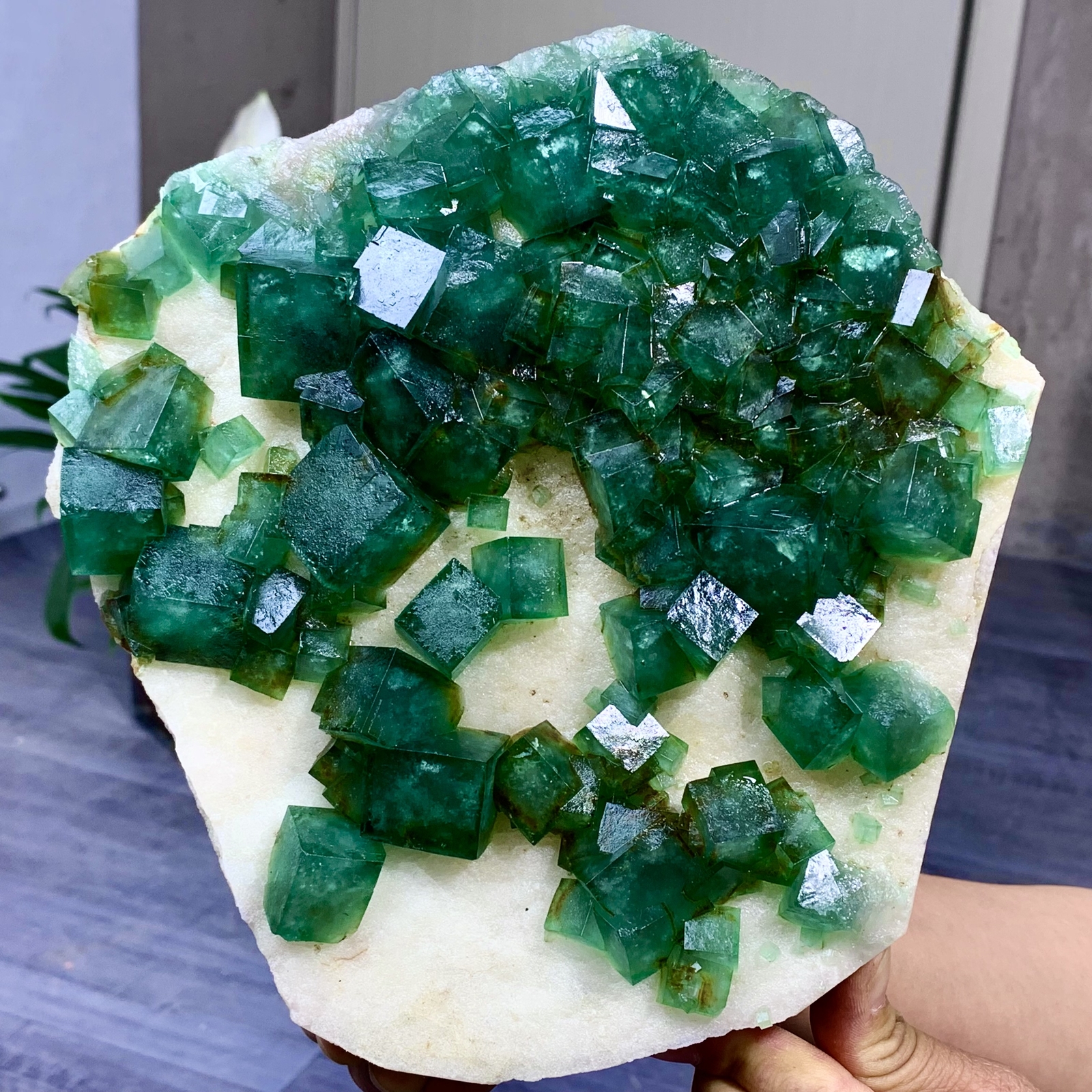 8.99LB Natural Transparent Green Cube Fluorite Crystal Specimen from China