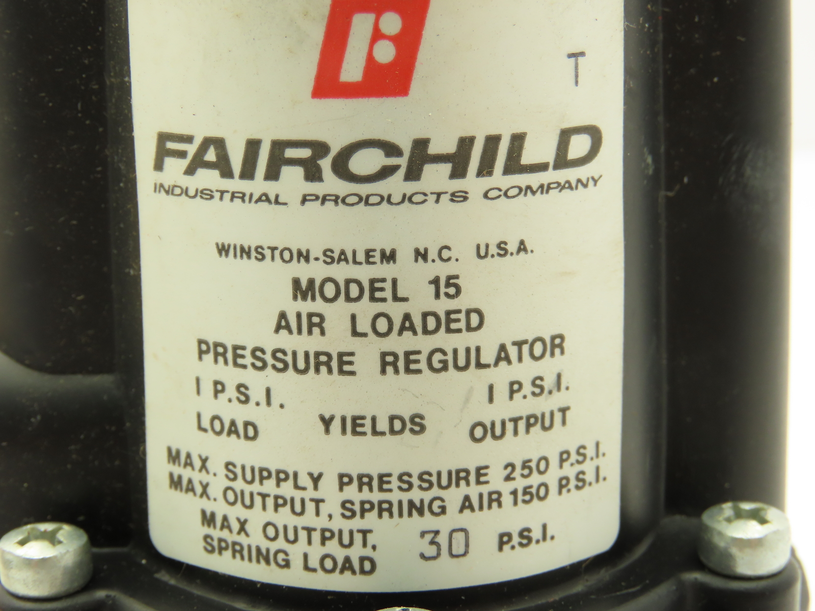 Fairchild 15233 Pneumatic Air Loaded Regulator 0-30 PSI 1/1 Ratio Model 15