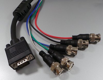 2m Monitorkabel VGA auf BNC RGB mit Ferritkern    #e092