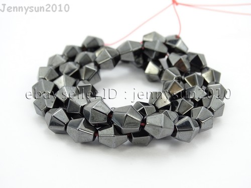 Grade AAA Natural MAGNETIC Black Hematite Gemstone Bicone Beads 16'' 6mm 8mm - Picture 7 of 14