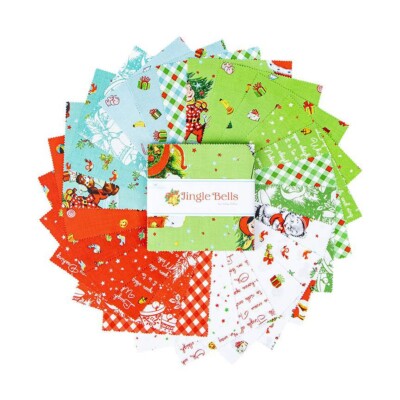 Charm Pack 5'' Stacker 42pc Riley Blake ''Jingle Bells'' Christmas Lindsay Wilkes