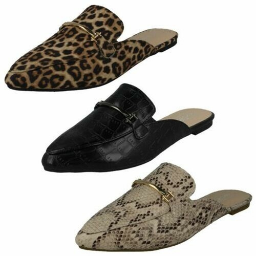 Mujer Spot On Punta Cerrada Zapatos sin Talón F80455 | eBay