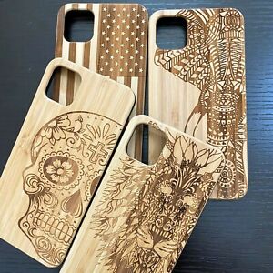 For Iphone 11 Pro Max 6 5 Hard Wood Case Engraved Carving Real Wooden Cover Art Ebay