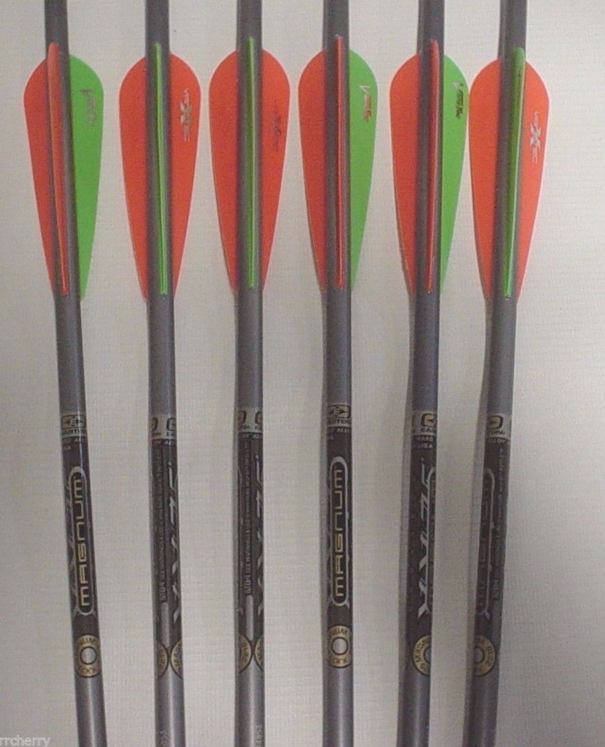 6 EASTON 20" 2219 XX75 MAGNUM CROSSBOW BOLTS ARROWS w/ half moon barnett