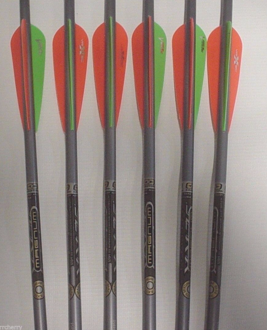 6 EASTON 20" 2219 XX75 MAGNUM CROSSBOW BOLTS ARROWS w/ half moon