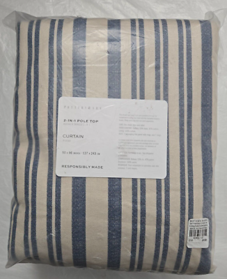 Pottery Barn 2-in-1 Pole Top Antique Stripe Print 1-Curtain 50