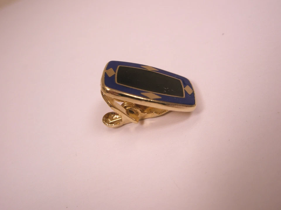 Black & Blue Enamel Vintage SMALL TINY Tie Bar Clip simple plain quality - Image 4 of 4