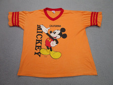 VINTAGE Disney Shirt Men L Yellow ringer 80s Mickey Velva Sheen Single Stitch