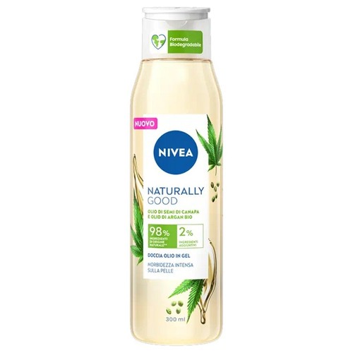 6pz NIVEA Naturally Good DOCCIA OLIO GEL olio di semi di canapa/argan 300ml - Foto 7 di 8