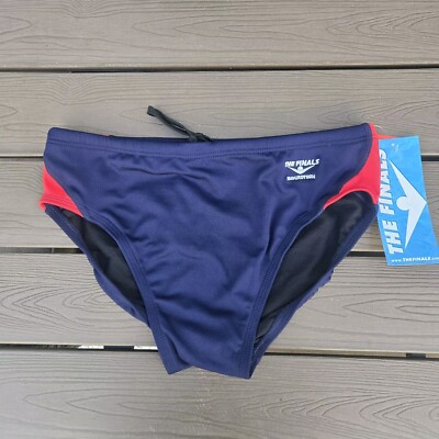 TYR The Finals Swerve Red/Navy Splice Racer Briefs, Men Size 34, NEW