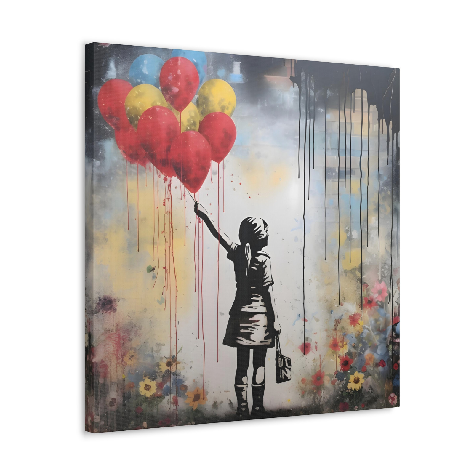 Banksy Inspired Canvas Print Graffiti Girl Holding Balloons Art Wall Decor