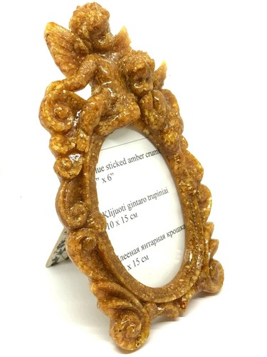 AMBER FOTO FRAME Gift Carved Angel Souvenir Baltic Amber Beads Pieces 322g 16012 - Picture 8 of 12