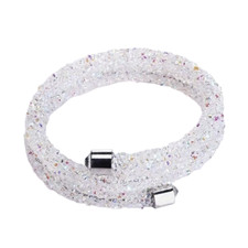 Double Lap Shimmering Rhinestones Wrap Bracelet - New - White