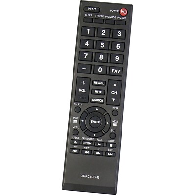 New CT-RC1US-16 Replaced Remote for Toshiba TV 55L310U 43L310U 40L310U 65L350U