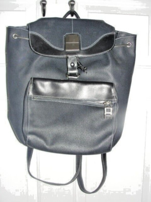 ICEBERG Made in Italy Black /Dark Gray Pebbled Leather Double Shoulder Bag/Purse