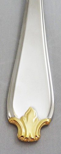 WALLACE FLEUR DE LIS Gold Accent 6 Piece Hostess Set Stainless NEW NEVER USED - Picture 5 of 6